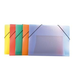 Cartella con 2 elastici in PPL trasparenti blu