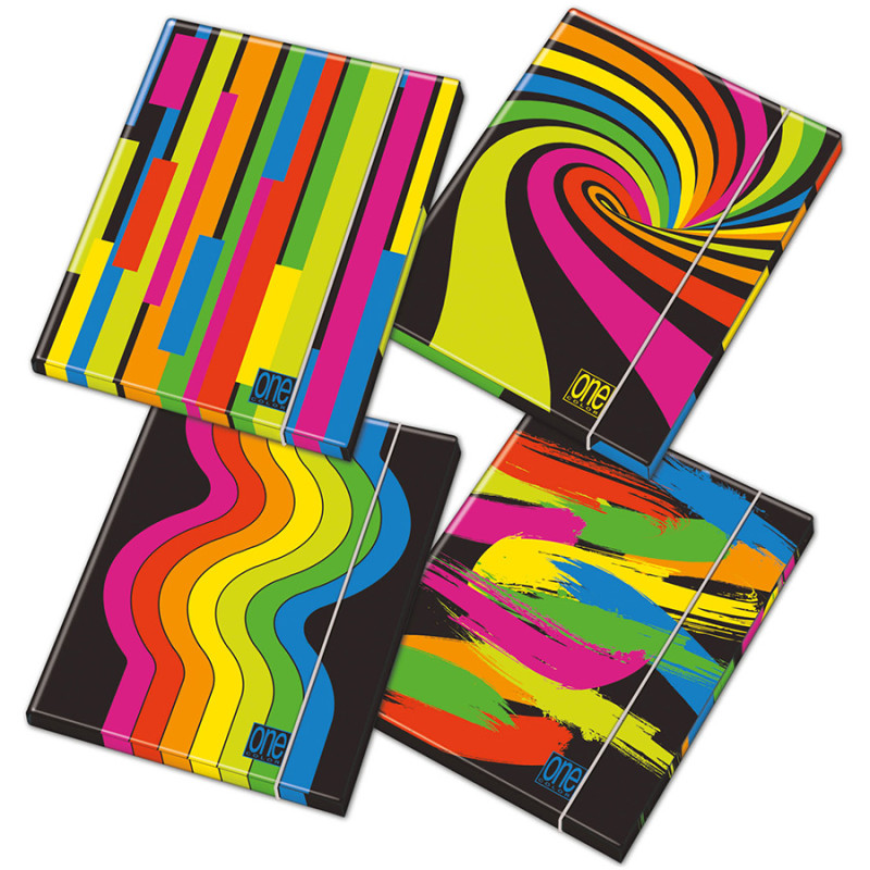 Cartella con elastico dorso 1 cm. 26x35 One color Black&Fluo
