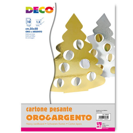 Cartoncino pressato pesante da un lato oro altro argento 35x50 1,2mm