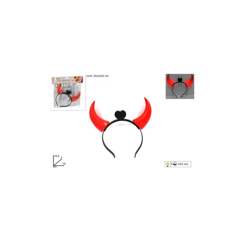 Cerchietto Corna Diavolo luminose c/cuore