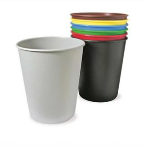 Cestino gettacarte in plastica chiuso giallo tipo pelle