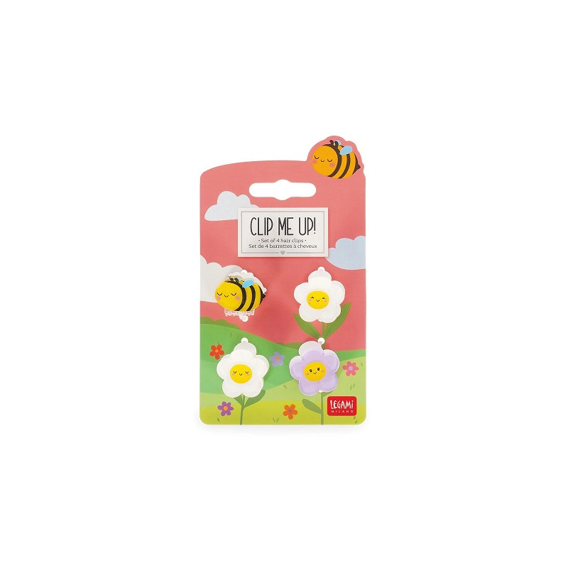 Clip Me Up - Set Of 4 Mini Hair Clips Bee - Legami