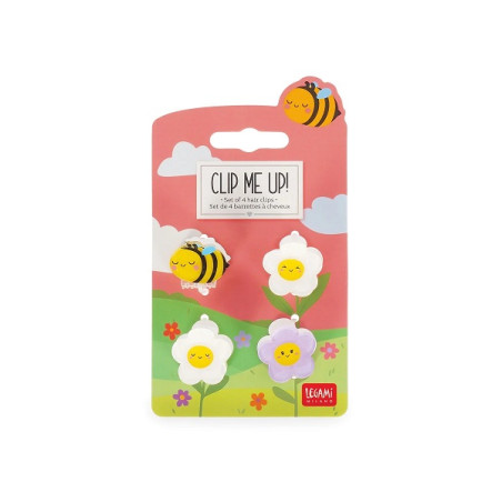 Clip Me Up - Set Of 4 Mini Hair Clips Bee - Legami