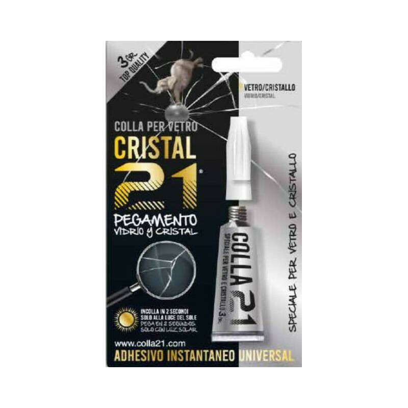 Colla cianoacrilica CRISTAL gr.3 (colla 21) ideale per incollare VETRO e CRISTALLO, veloce e trasparente, non scolla in lavastov