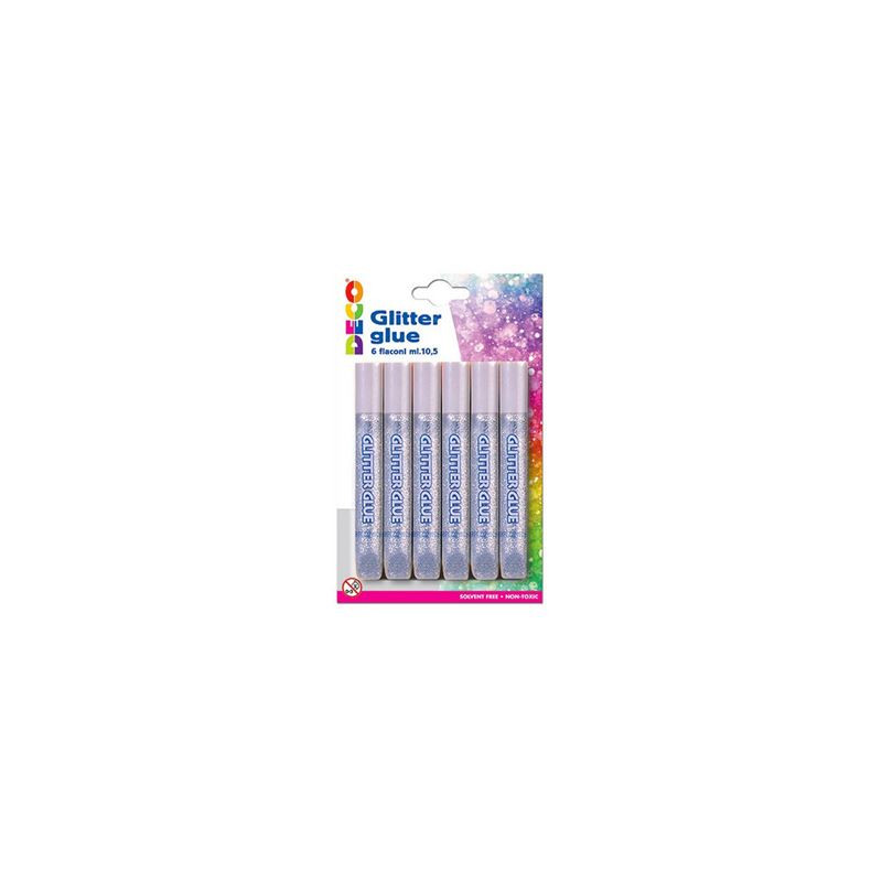 colla glitter argento 6pz 10,5ml DECO