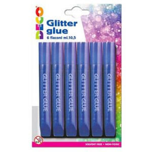 Colla glitter blu 6pz cwr
