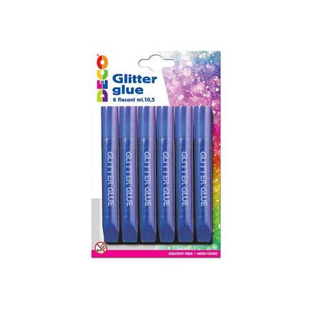 Colla glitter blu 6pz cwr