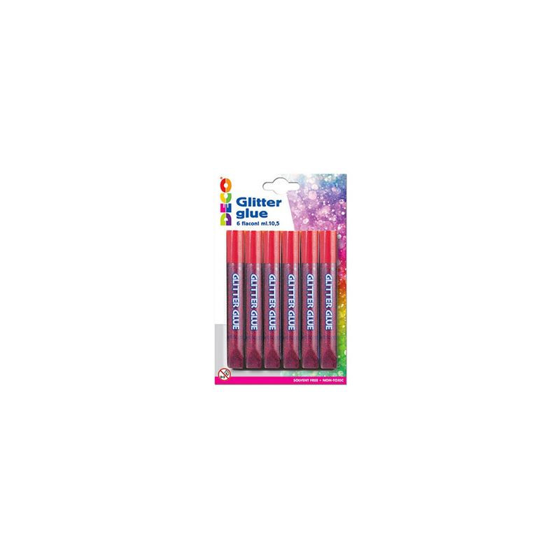 Colla glitter rosso 6pz cwr