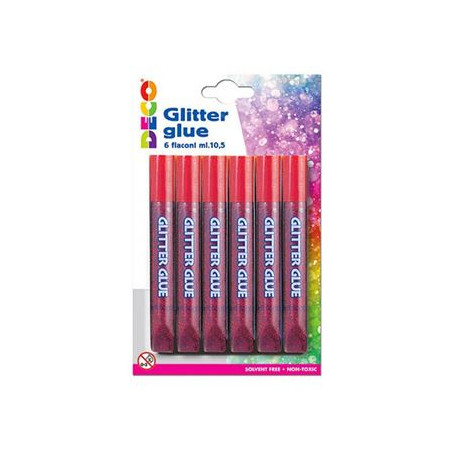 Colla glitter rosso 6pz cwr