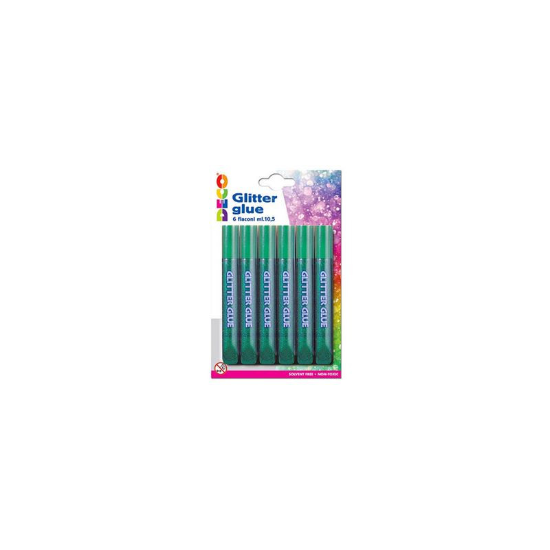 Colla glitter verde 6pz cwr