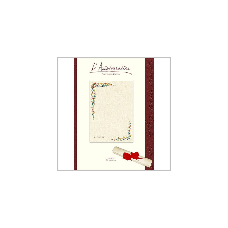 Diplomi in pergamena A4 Angolo floreale 12fg