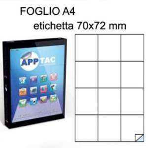 Etichette su A4 70X72 100fg 12 etichette a foglio