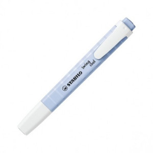 Evidenziatore a penna Stabilo Swing Cool con clip tecnologia anti dry-out col. pastello Azzurro Ghiaccio