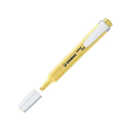 Evidenziatore a penna Stabilo Swing Cool con clip tecnologia anti dry-out col. pastello Giallo Banana