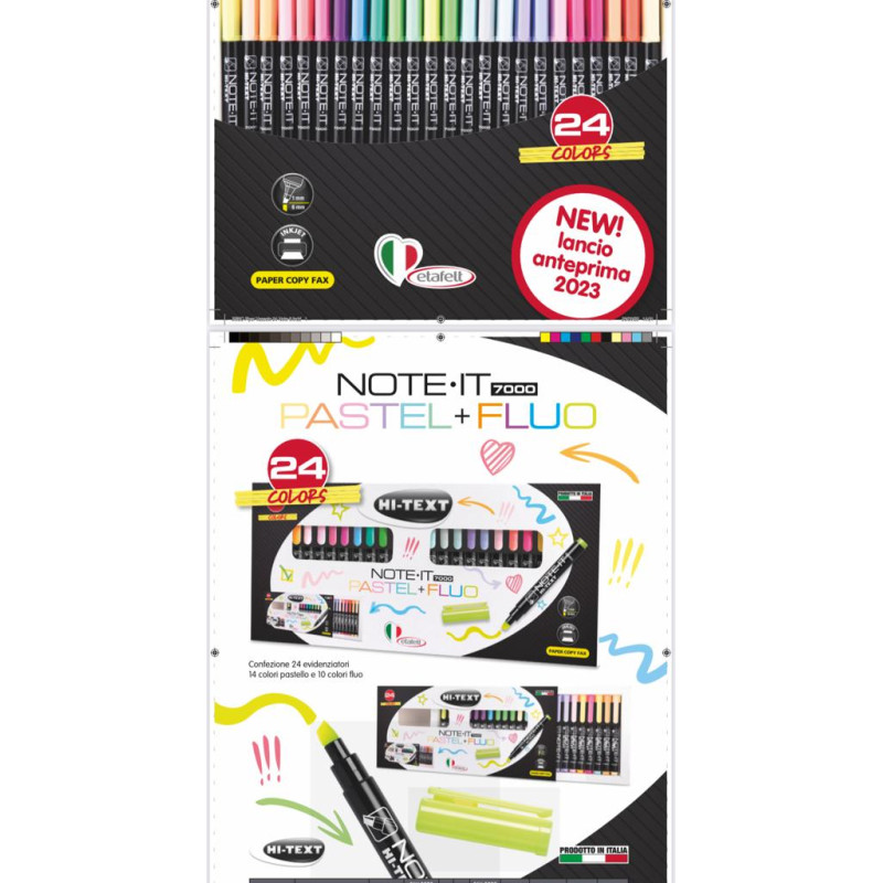 Evidenziatore Fibracolor HI-TEXT pastello + fluo 24pz