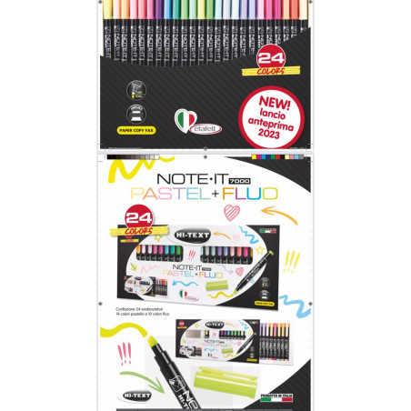 Evidenziatore Fibracolor HI-TEXT pastello + fluo 24pz