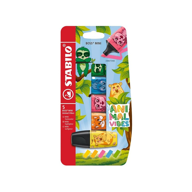 Evidenziatore Stabilo Boss mini animal 5pz