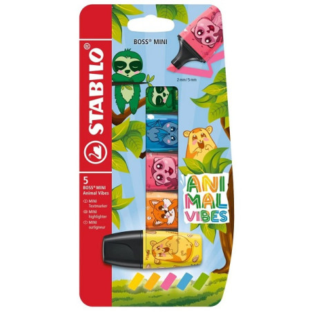 Evidenziatore Stabilo Boss mini animal 5pz