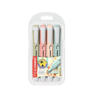 Evidenziatori a penna Stabilo Swing Cool con clip tecnologia anti dry-out 4pz
