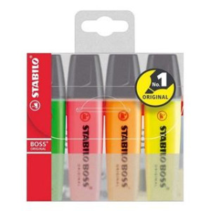 Evidenziatori Stabilo Boss 4 colori assortiti