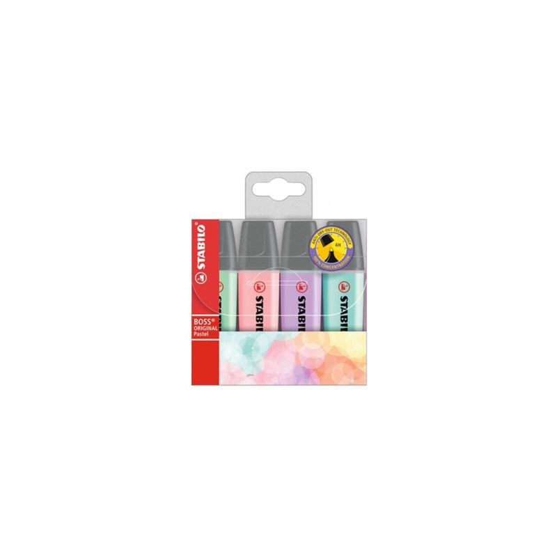 Evidenziatori Stabilo Boss 4 colori assortiti tenui