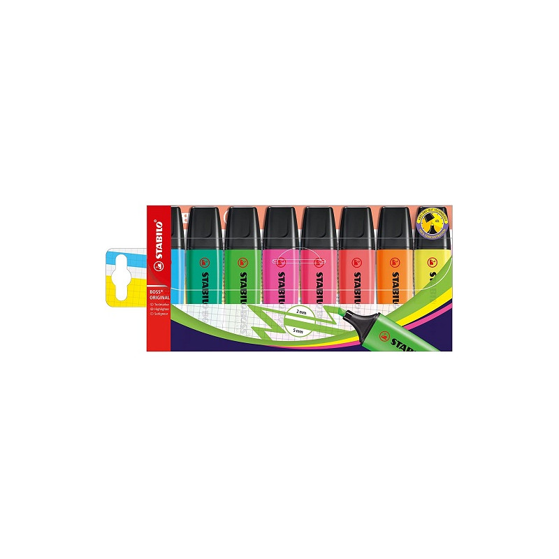 Evidenziatori Stabilo Boss 8 colori forti