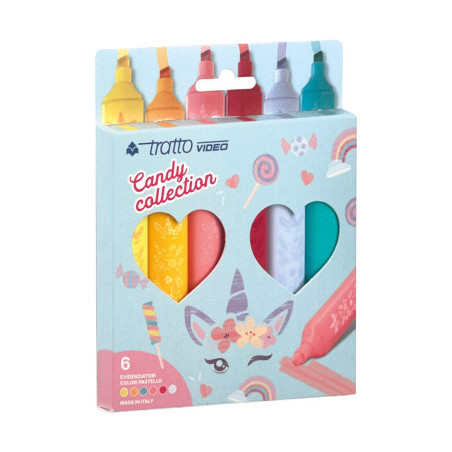 Evidenziatori tratto video Candy Collection 6pz