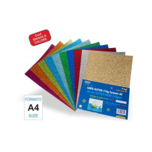 Fogli di carta glitter A4 blu cielo 10pz da 210gr.