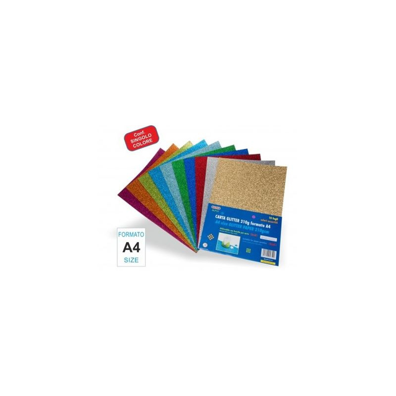 Fogli di carta glitter A4 verde scuro 10pz da 210gr.
