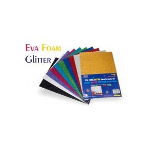 Fogli di Gomma eva A4 10pz assortiti glitter adesivi