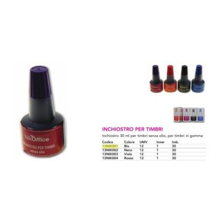 Inchiostro per timbri Rosso 30ml