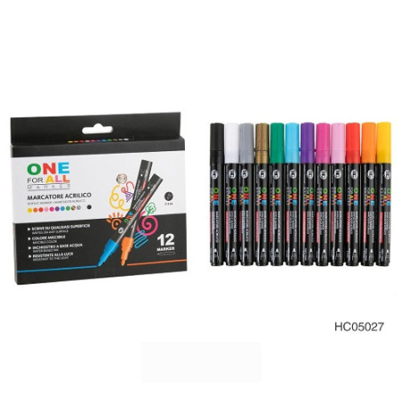 Marker pennarello acrilico 12pz vari colori