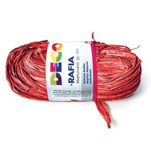 Matassina di Rafia naturale rosso cardinale gr50