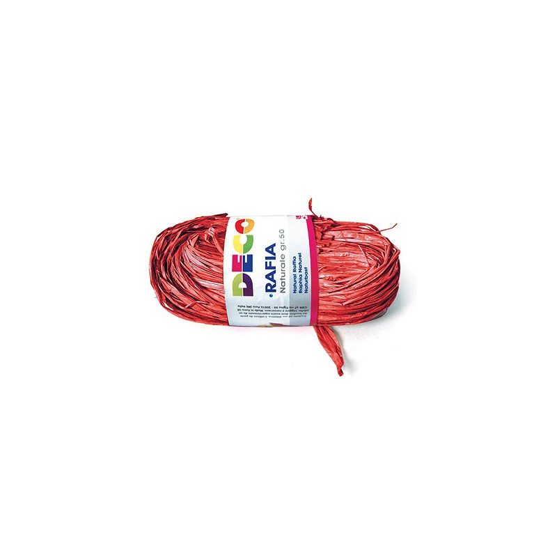Matassina di Rafia naturale rosso cardinale gr50