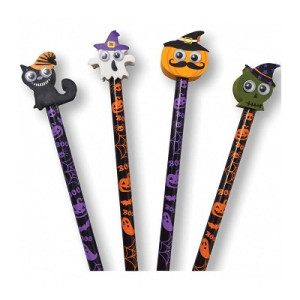 Matita Halloween con top in gomma occhi mobili