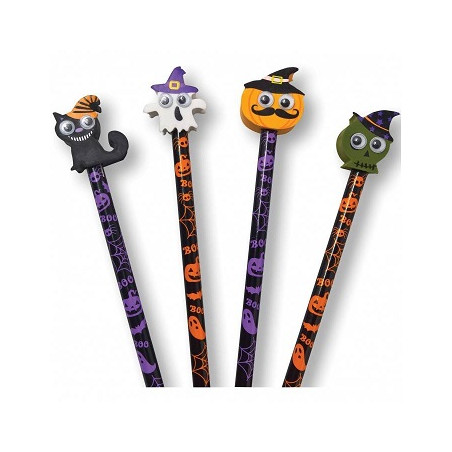 Matita Halloween con top in gomma occhi mobili