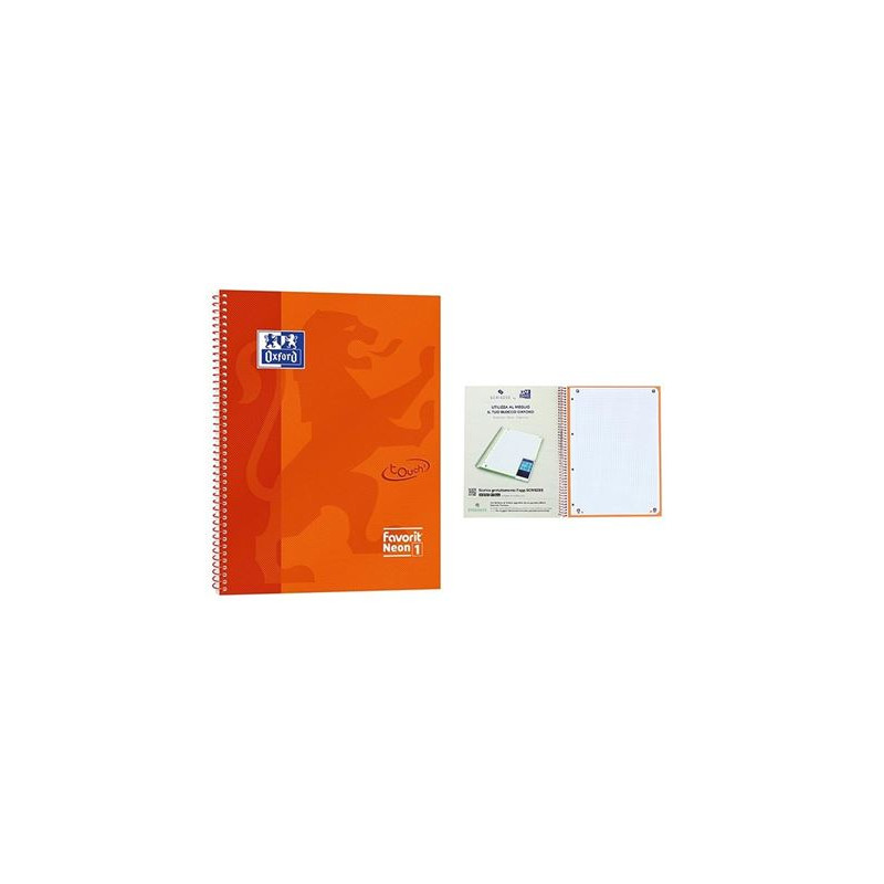 Maxi spiralato A4 Oxford Arancio 1 rigo 160fg 4 fori carta restistente inchiostro e applicazione per scansione