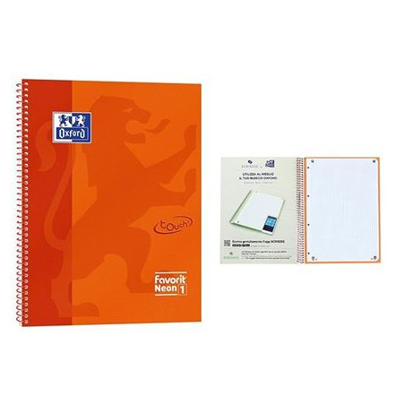 Maxi spiralato A4 Oxford Arancio 1 rigo 160fg 4 fori carta restistente inchiostro e applicazione per scansione