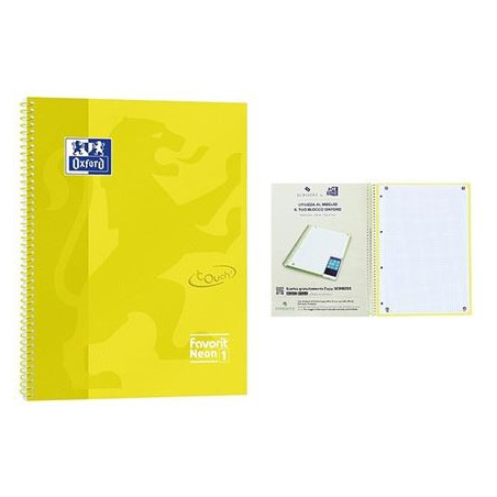 Maxi spiralato A4 Oxford Giallo 1 rigo160fg 4 fori carta restistente inchiostro e applicazione per scansione