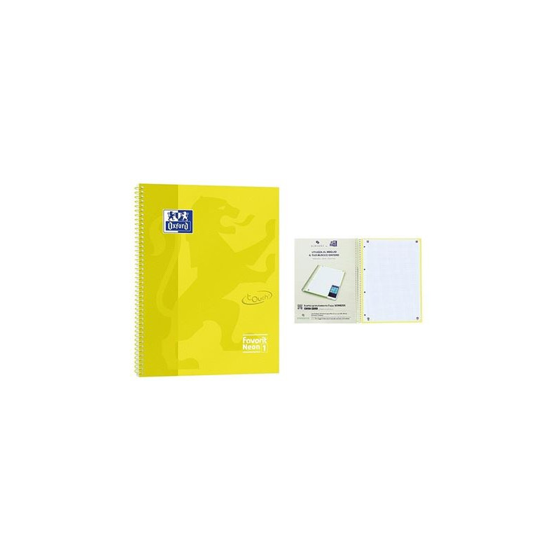 Maxi spiralato A4 Oxford Giallo 5mm 160fg 4 fori carta restistente inchiostro e applicazione per scansione