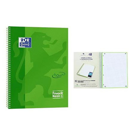 Maxi spiralato A4 Oxford Verde 1 rigo160fg 4 fori carta restistente inchiostro e applicazione per scansione