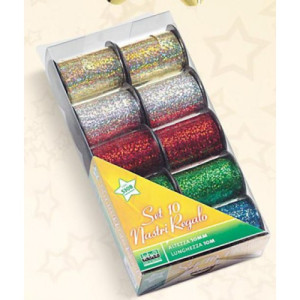 Nastrino 10x10mt vari colori glitter