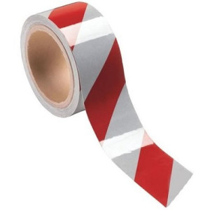 Nastro adesivo Segnaletico PVC adesivo forte bianco - rosso 50mmx33mt (ideale per identificare la distanza)