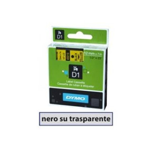 Nastro Dymo D1 12x7 nero su trasparente compatibile