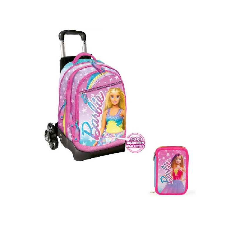 OFFERTA KIT Trolley Zaino estensibile + astuccio 3 zip Barbie giochi preziosi (138,50+34,60)