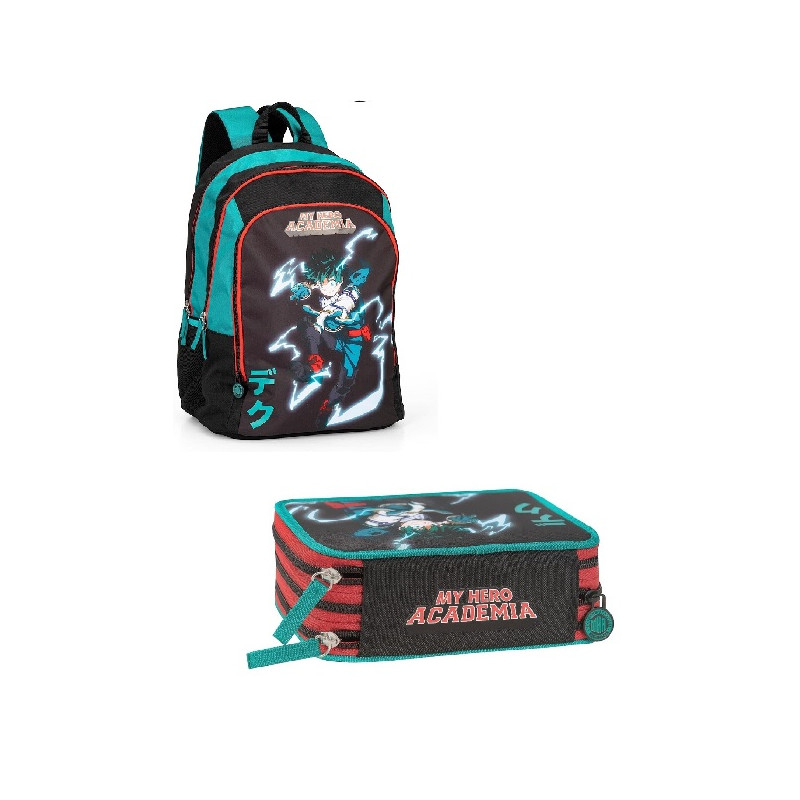 OFFERTA Kit Zaino + astuccio 3 zip Anime My hero