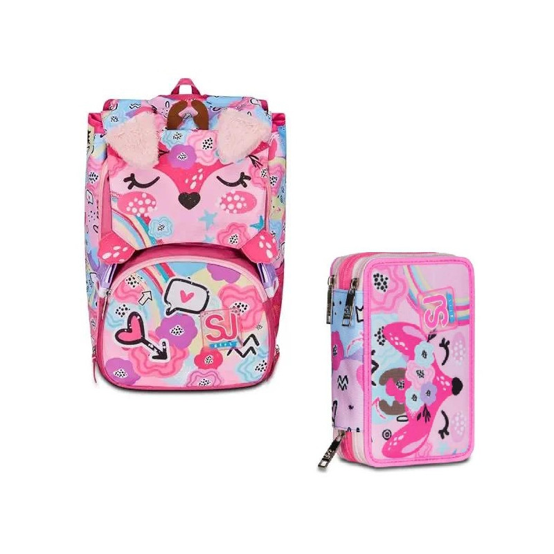 OFFERTA Kit Zaino + astuccio 3 zip Pinkhugs raspberry rose (79,90+32,90)