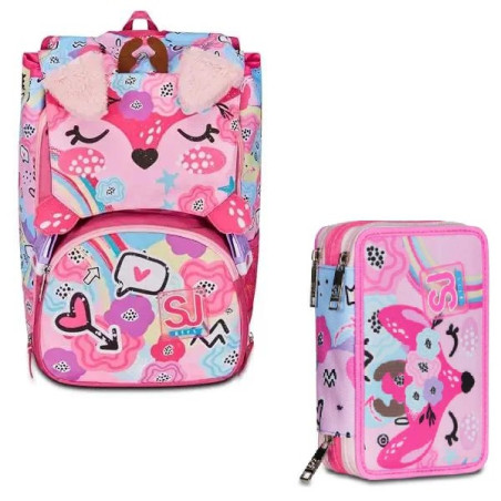OFFERTA Kit Zaino + astuccio 3 zip Pinkhugs raspberry rose (79,90+32,90)