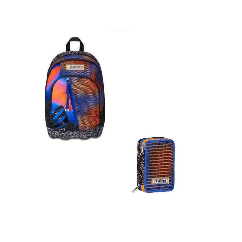 OFFERTA Kit Zaino + astuccio 3 zip Seven Dual Shadefull boy