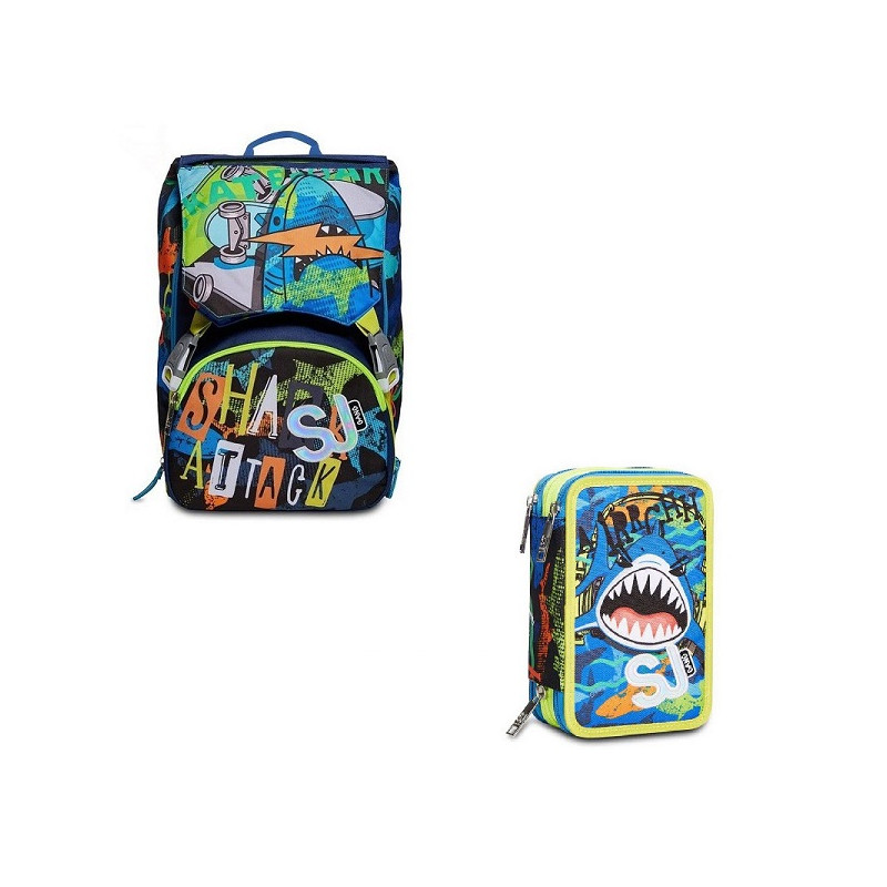 OFFERTA Kit Zaino + astuccio 3 zip seven SJ Animali Flip